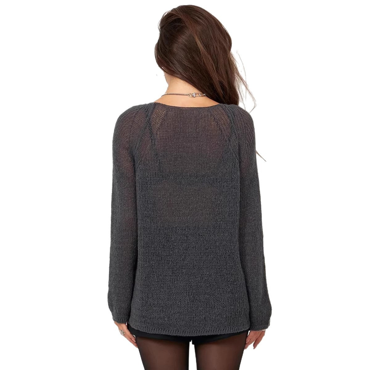 Slim-fit V-neck Solid-color Sweater