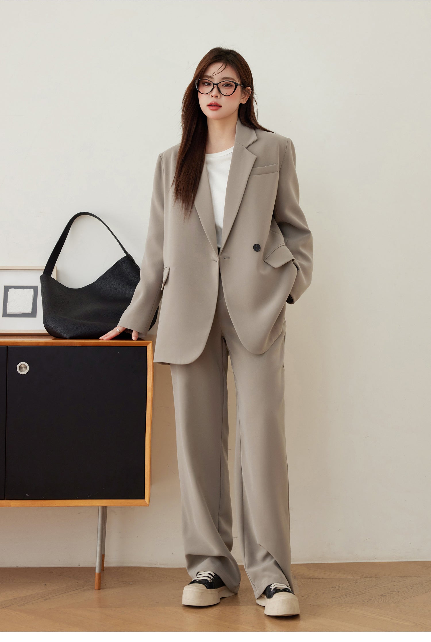 Slightly Plump Mm High-end Accent Casual Suit Set Loose Two-piece Suit