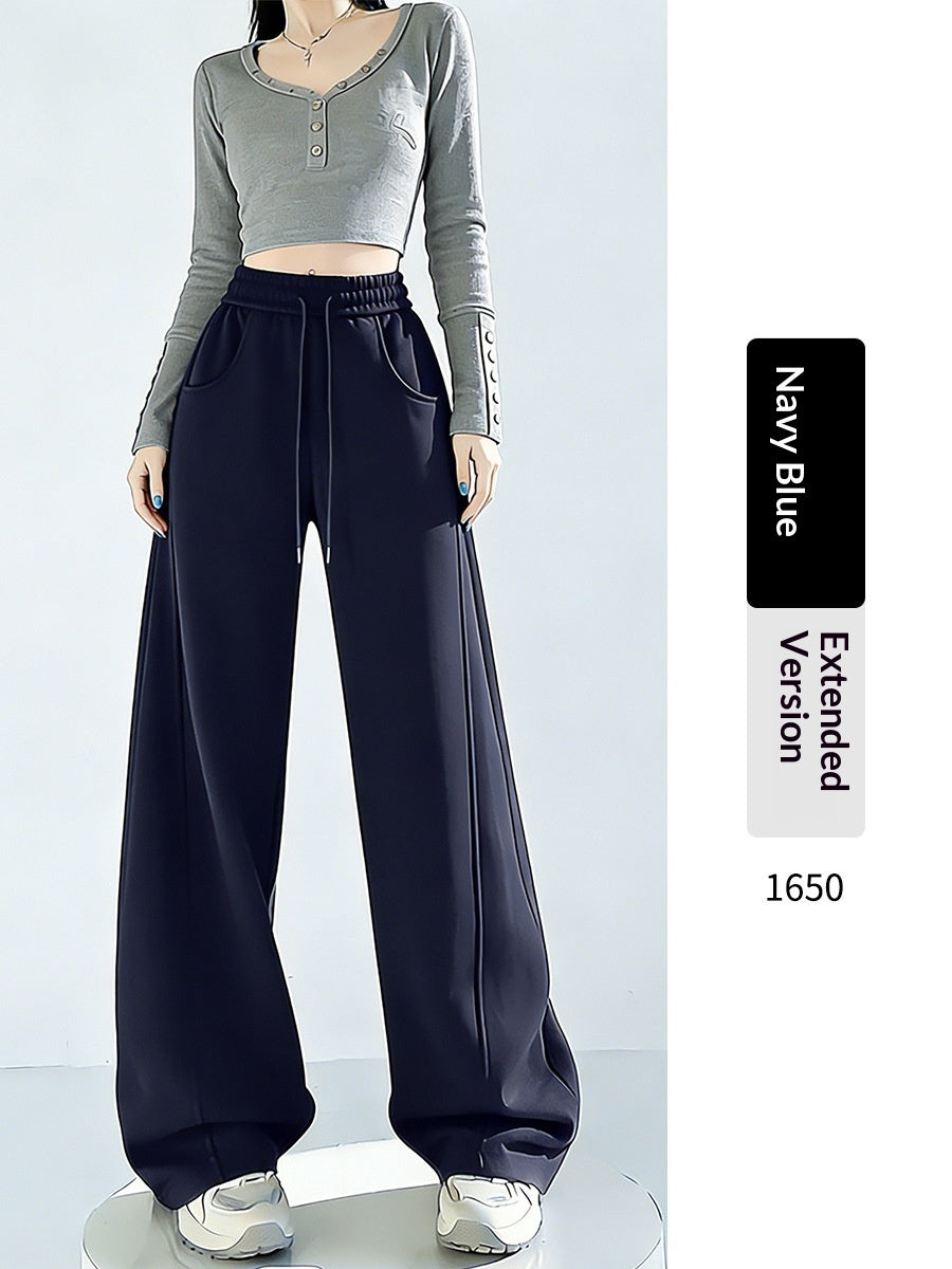 Womens High-waisted Draped Loose-fitting Wide-leg Pants