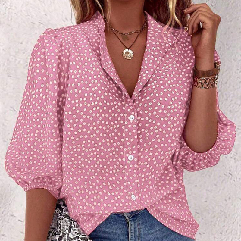 Half Sleeve Shirt Cardigan With Dots Shirt Loose