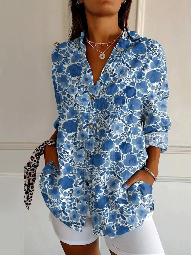 New Women's Long Sleeved Shirt For Summer Fashion, 3D Printed Shirt With Floral Pattern