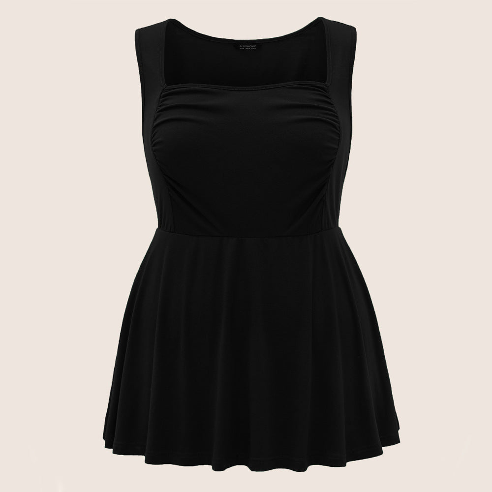 French Square Neck Unique High-end Design Loose Sleeveless Top