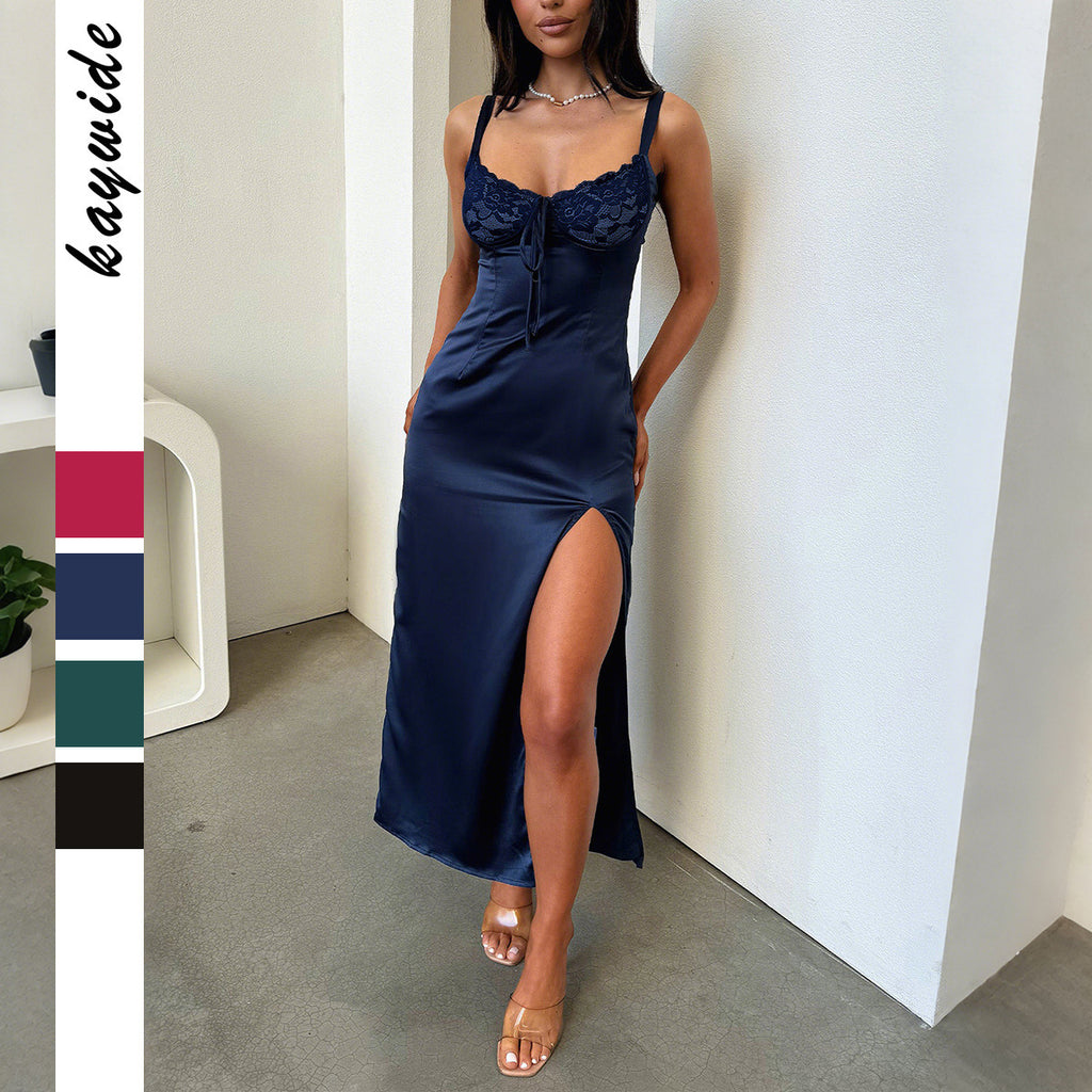 Elegant Sling Lace Long Dress Dress Women's Clothing