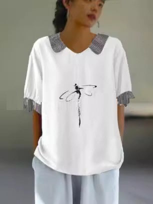 Solid Color Women's Loose Casual Short-sleeved Blouse