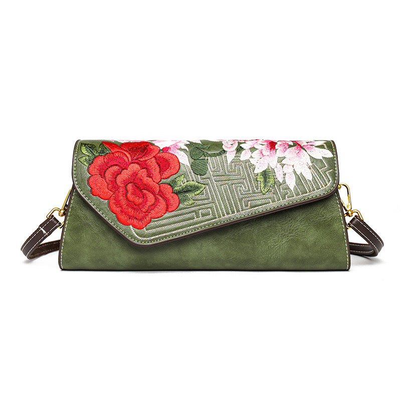 Chinese-style Shoulder Bag With A Rich Opulent Floral Design