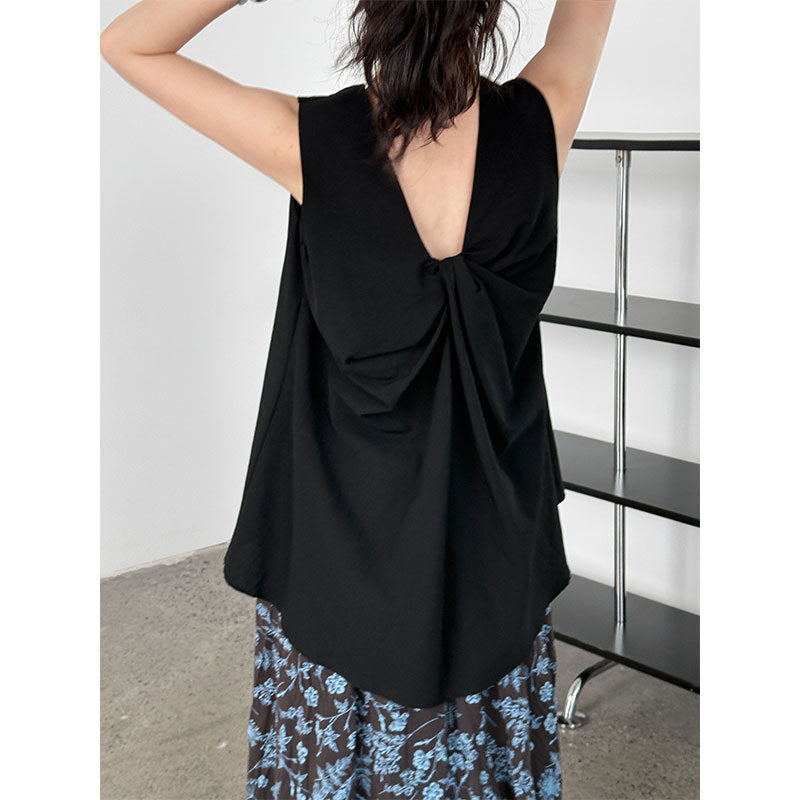 Round Neck Design Three-dimensional Twisted Vest Top