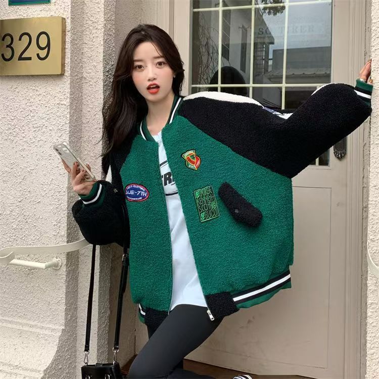 Women's Fashion Versatile Fleece Patchwork Jacket