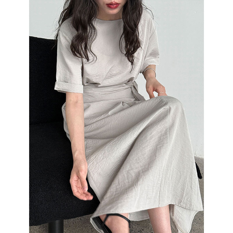 Special-interest Design Cross Strap Short Sleeve Dress