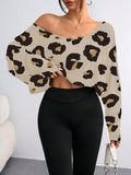 Womens Casual  Loose-fitting Off-shoulder T-shirt With A Printed Design