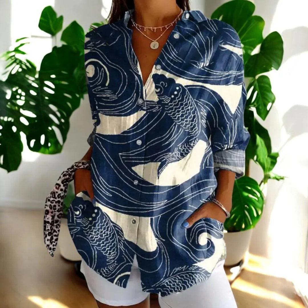 New Women's Long Sleeved Shirt For Summer Fashion, 3D Printed Shirt With Floral Pattern