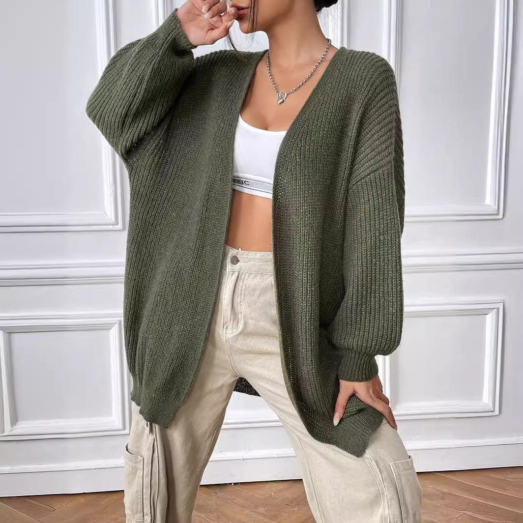 Casual Solid-color Sweater Cardigan For Fall And Winter