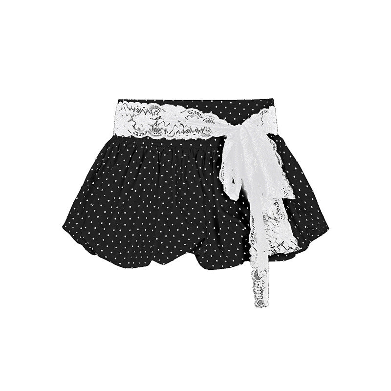 Women's Clothing Polka Dot Lace Series Hot Girls All-match A- Line Skirt