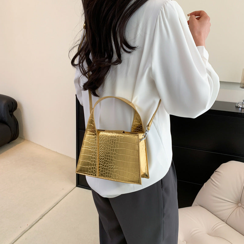 Square Handbag Solid Color Trendy Shoulder Bag