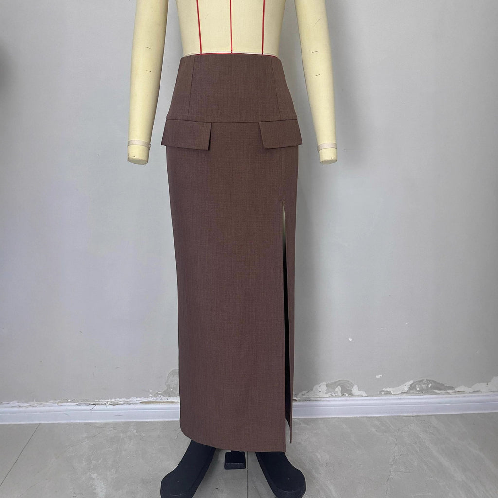 Women's High-waisted Slimming High-slit Long Bodycon Skirt