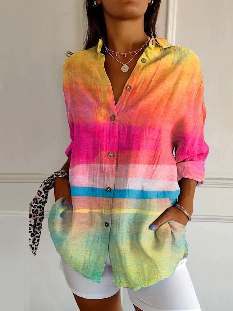 New Women's Long Sleeved Shirt For Summer Fashion, 3D Printed Shirt With Floral Pattern