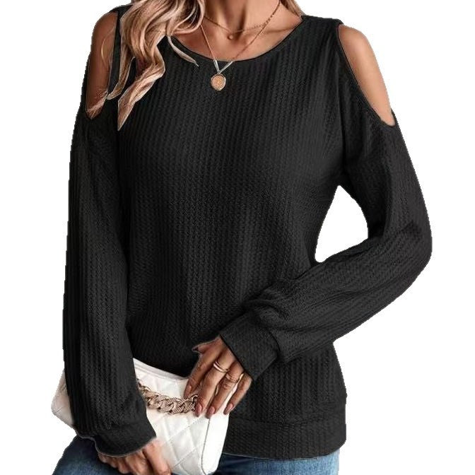 Autumn And Winter New Off-shoulder Casual Long-sleeve T-shirt Women's Casual Wear