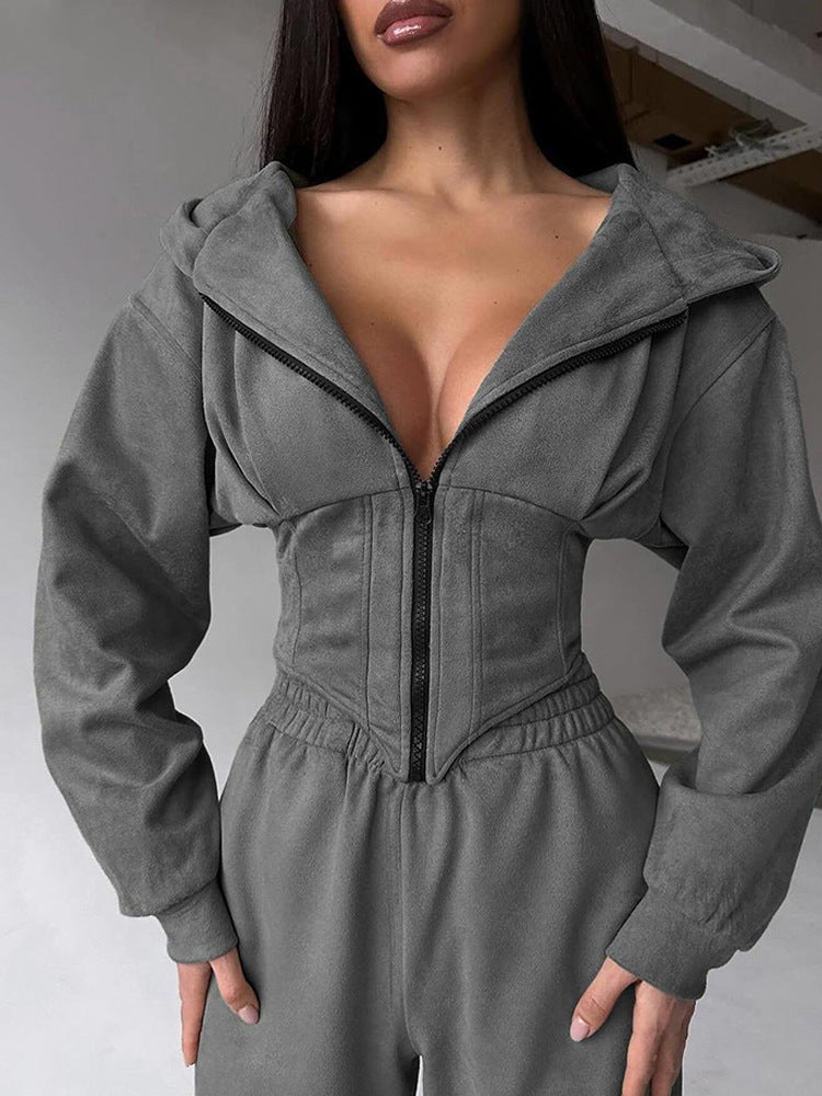 Waist Hooded Sweater Trousers Suit Sports And Leisure
