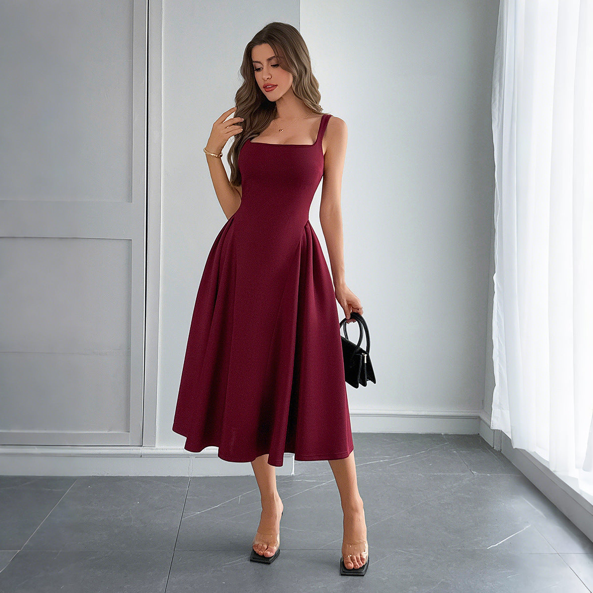 European And American Leisure Simple Camisole Line A Dress