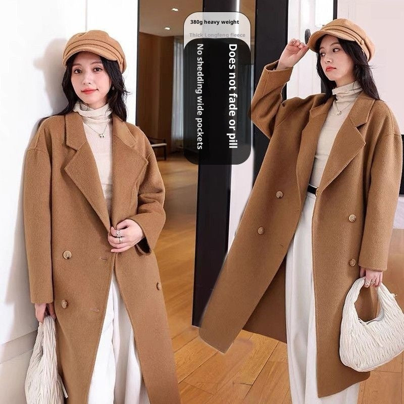 Women's Solid Color Casual Versatile Mid-length Wool Coat