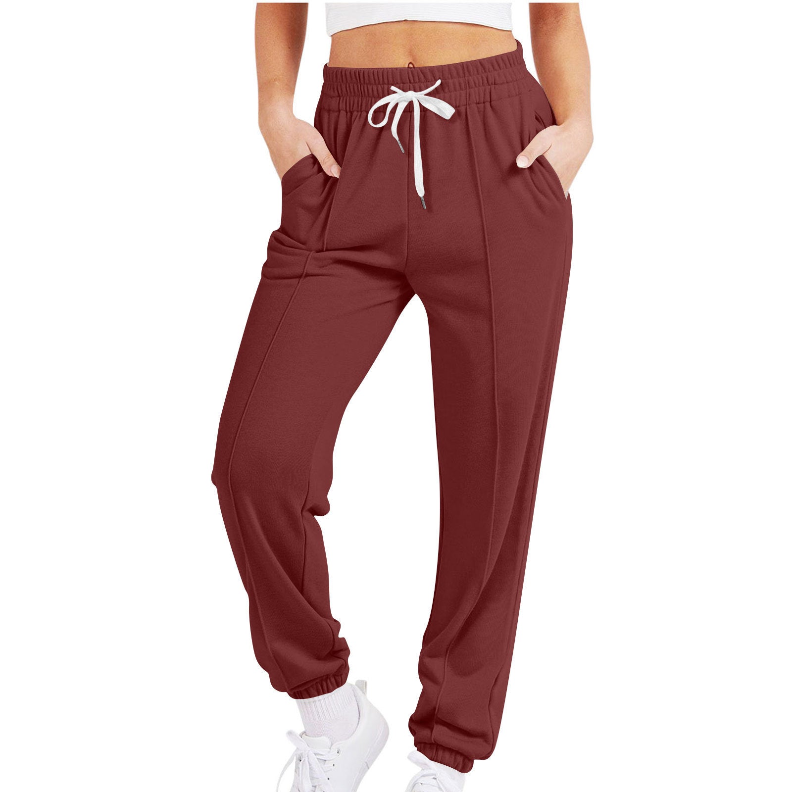 Women's Casual Drawstring Solid Color Sports Jogger Pants