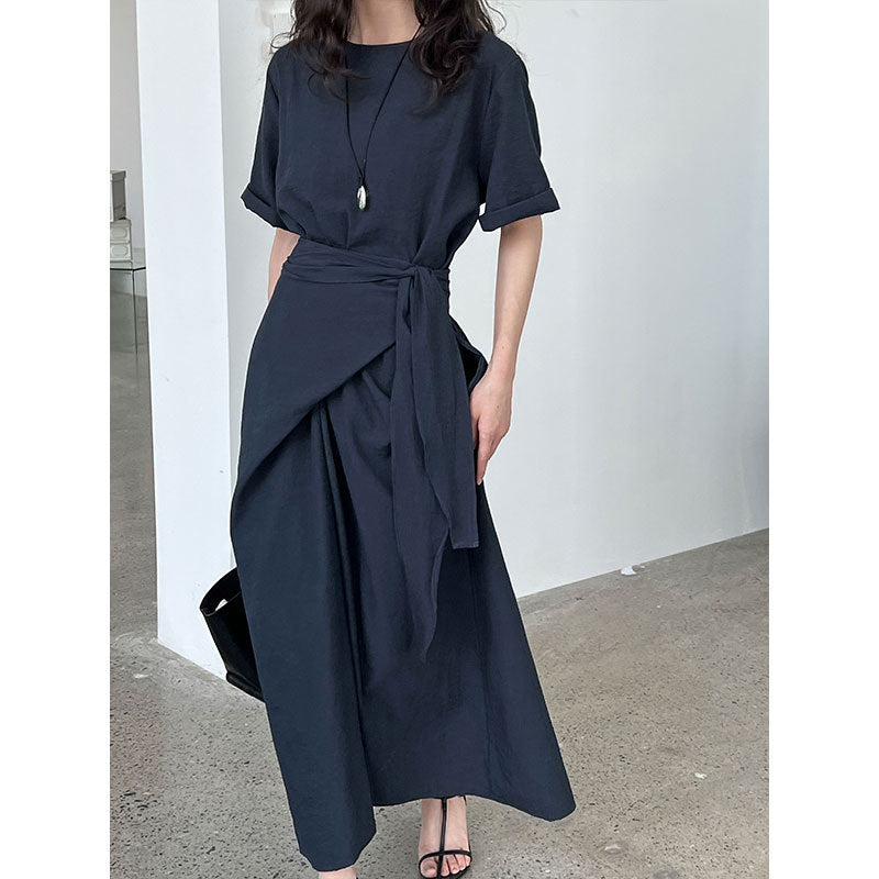 Special-interest Design Cross Strap Short Sleeve Dress