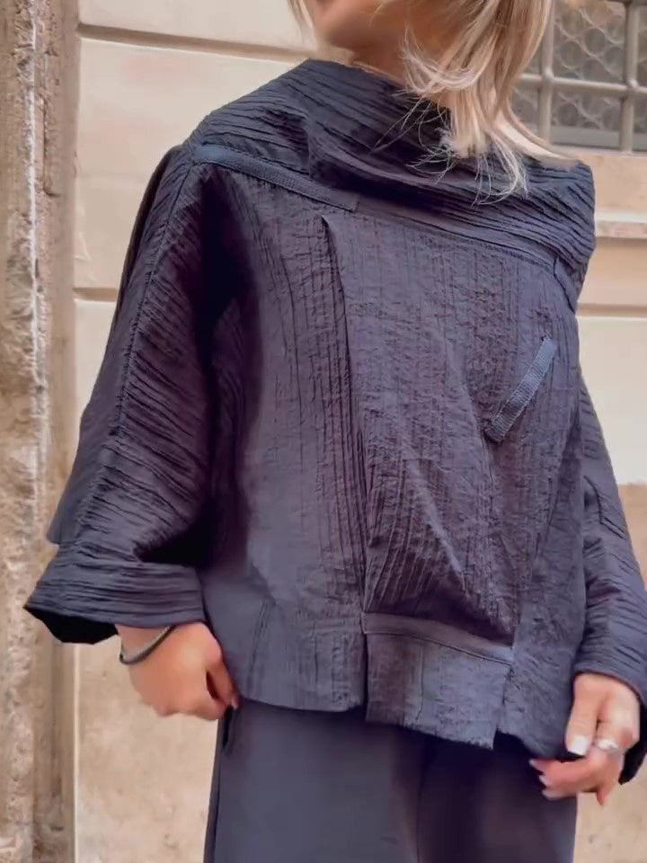 Dark Grey Textured Two - Piece Set