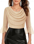 Womens Sophisticated Elegant Off-shoulder Mesh Blouse