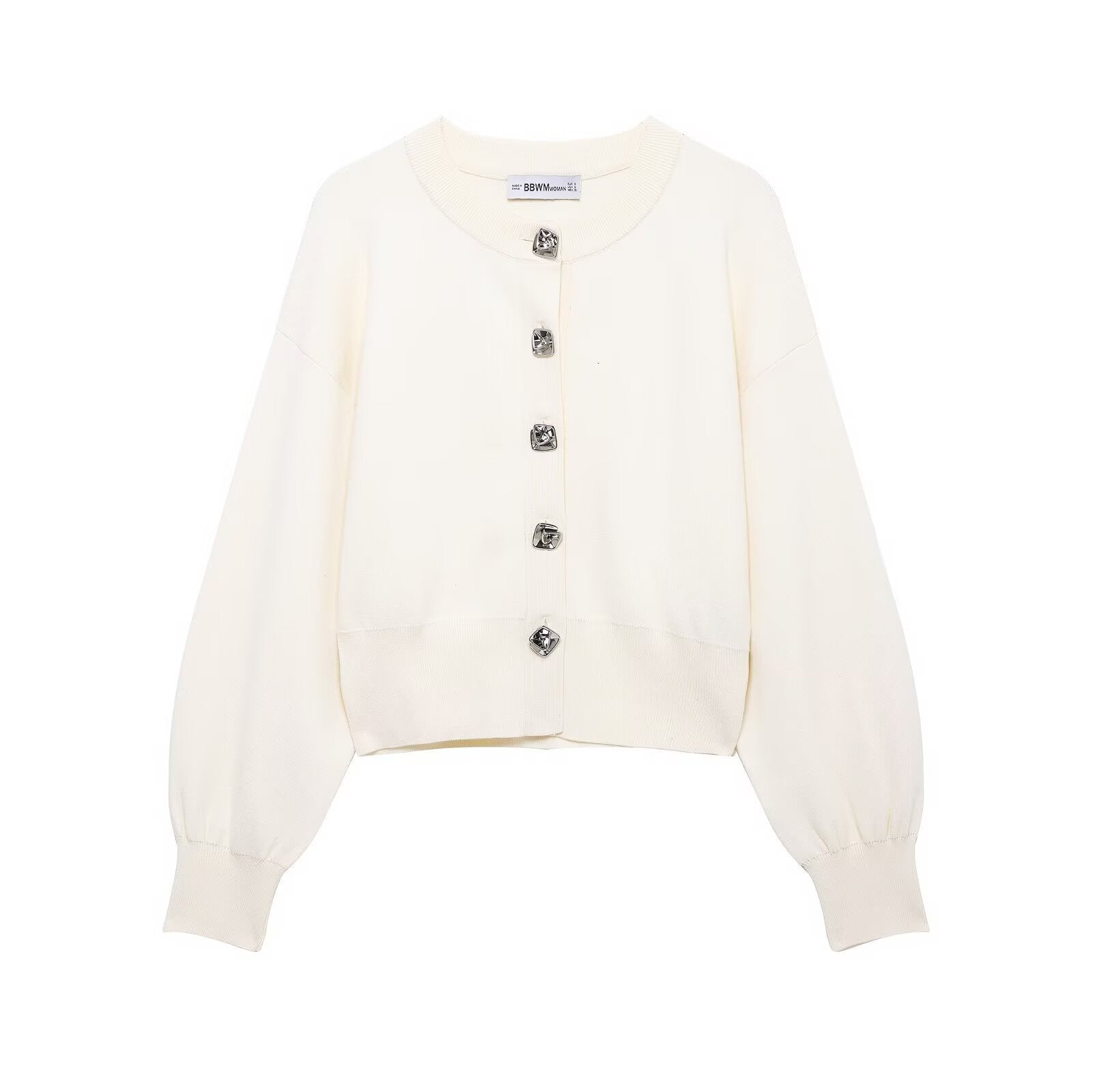 Flower Button Decoration Knitted Coat Short Mini Skirt Suit