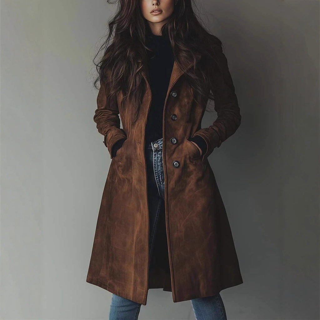 Womens Western Style Long Trench Coat For Fall And Winter