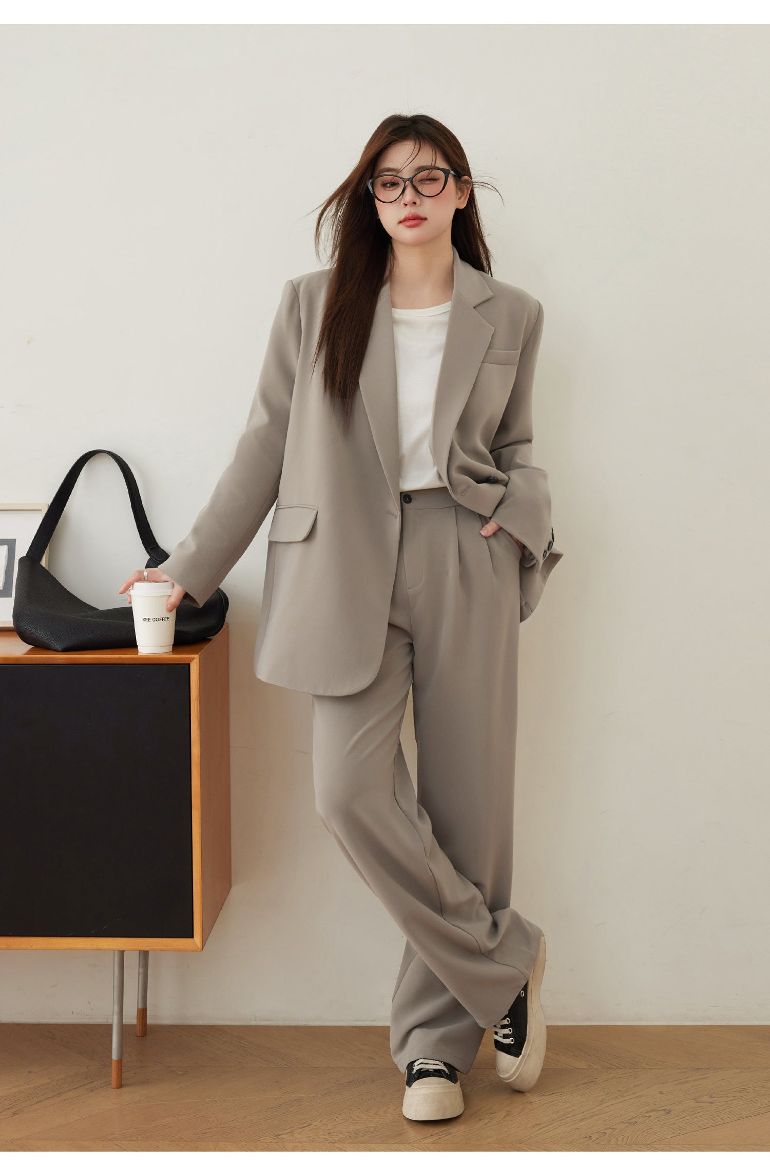 Slightly Plump Mm High-end Accent Casual Suit Set Loose Two-piece Suit