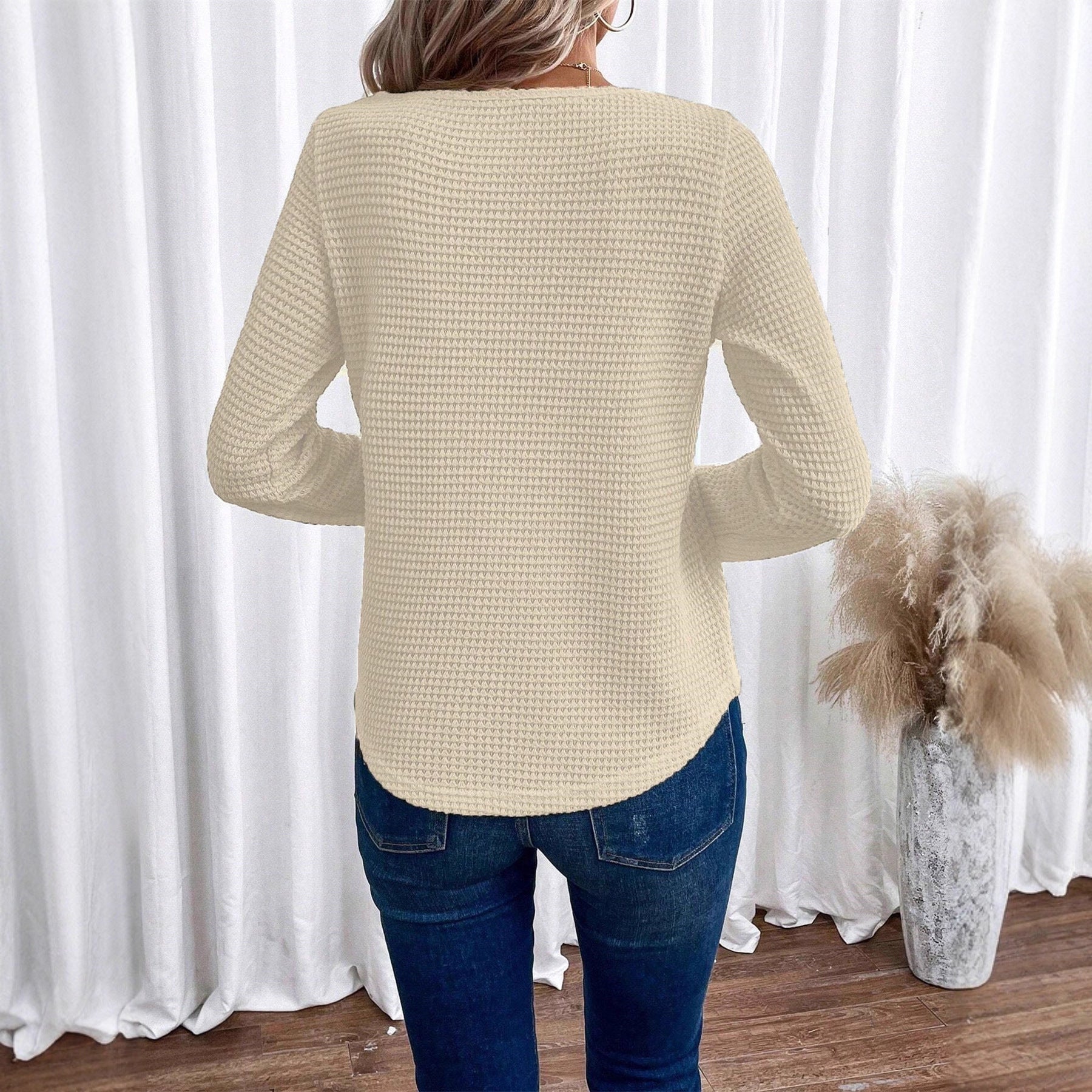 Ladies' Fashion Solid Color Lace Long Top