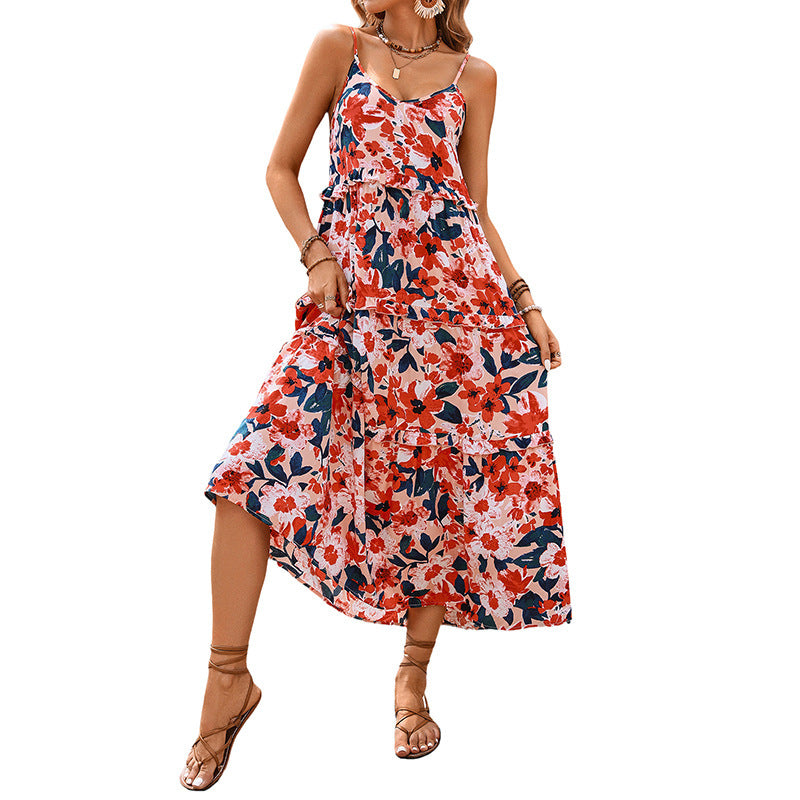 Holiday A Swing Spaghetti-strap Floral Print Dress