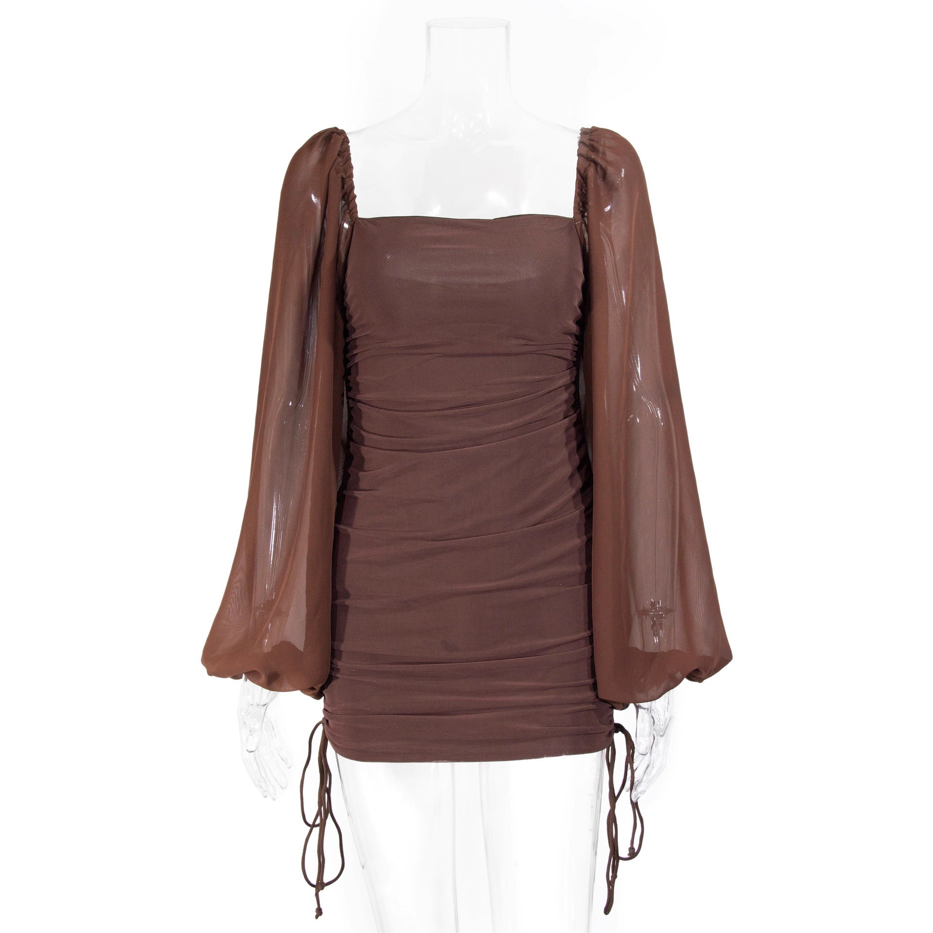 Sexy Deep V Hollow-out Knot Women's Pleated Bodycon Dress