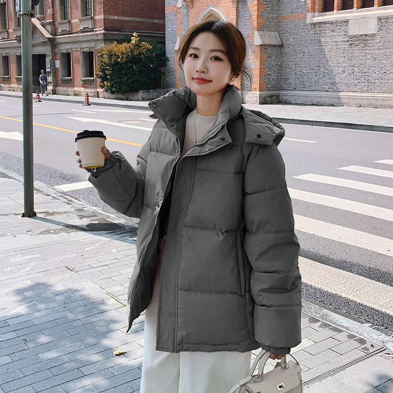 Short Hood Women's Thickened Korean Style Loose Small Down Coat
