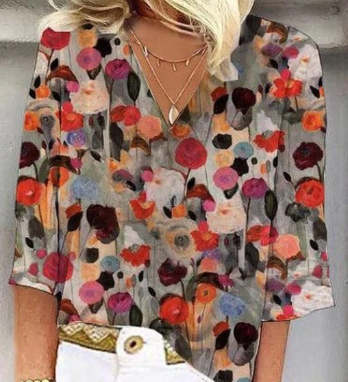 New Women's Long Sleeved Shirt For Summer Fashion, 3D Printed Shirt With Floral Pattern