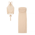 Midriff-Baring Tank Top And Sheath Maxi Dress Set