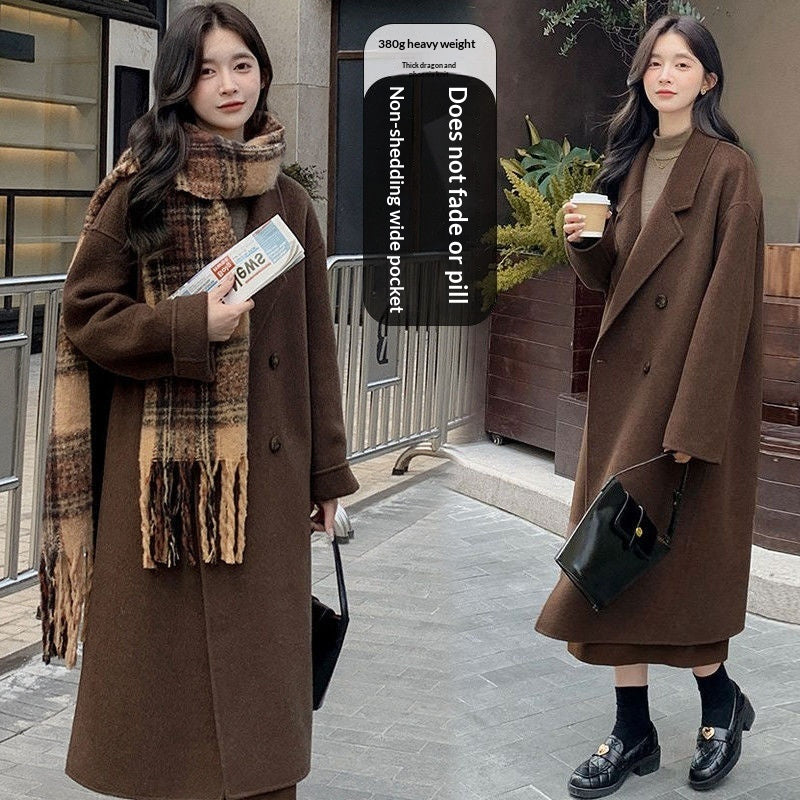 Women's Solid Color Casual Versatile Mid-length Wool Coat