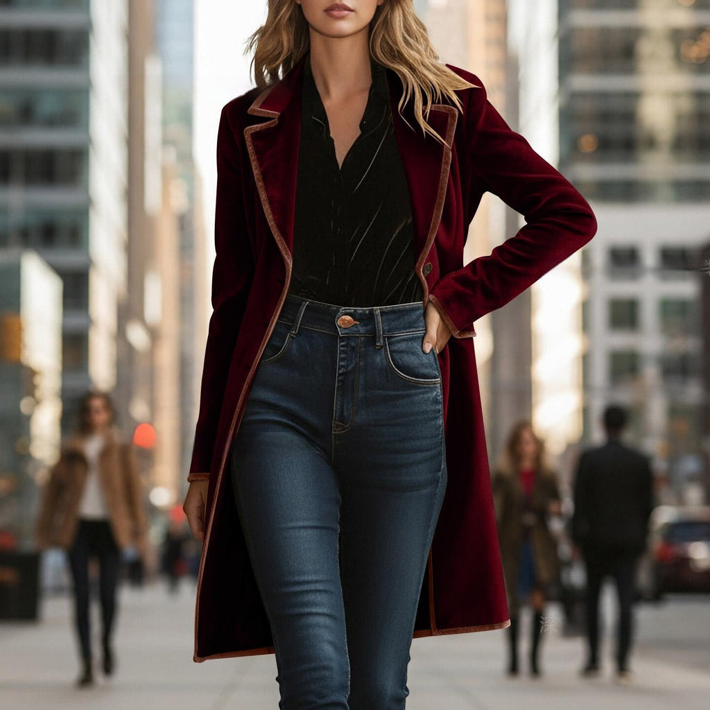 Stylish And Sophisticated Velvet Coat For Women