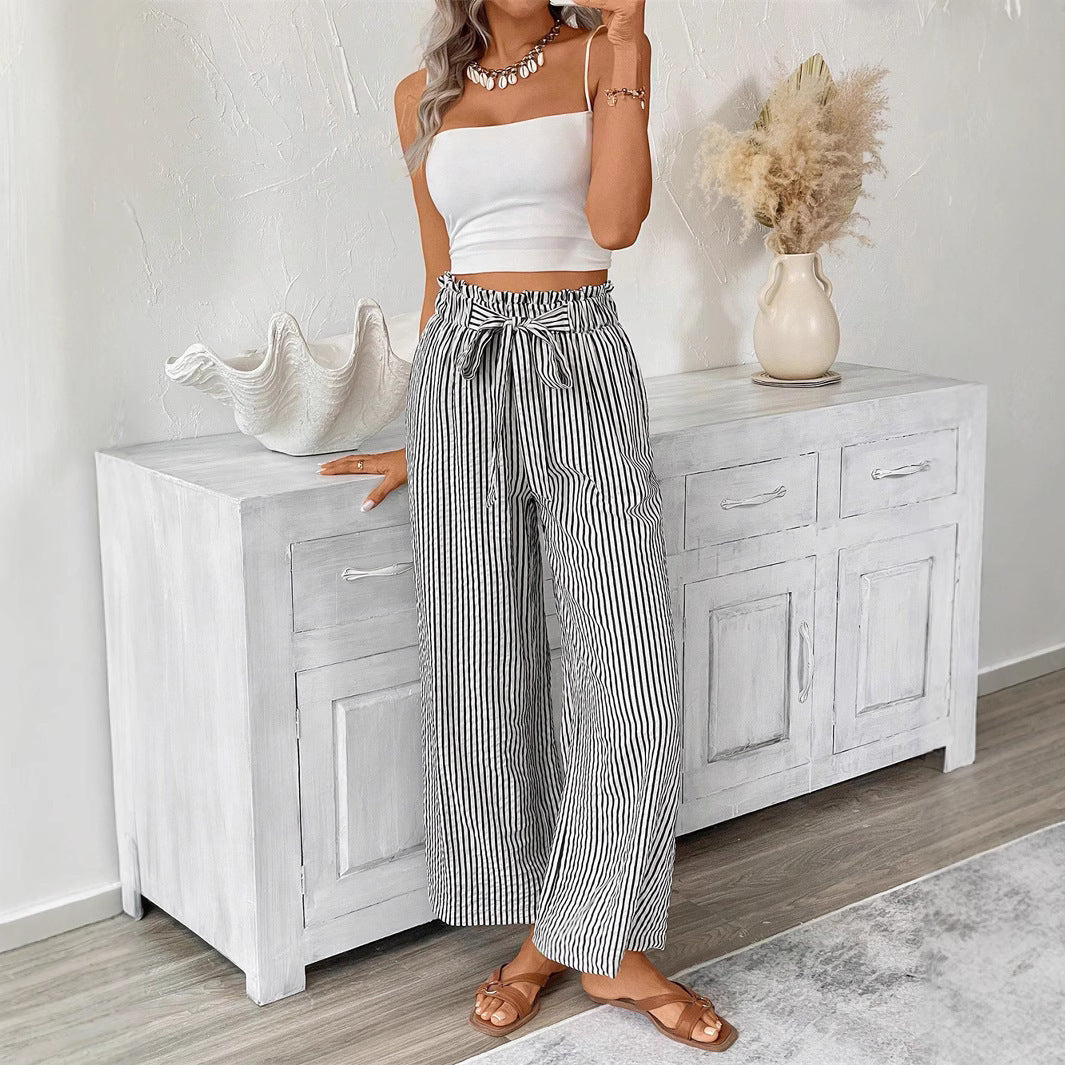 Women's Striped Elegant Straight-leg Pants