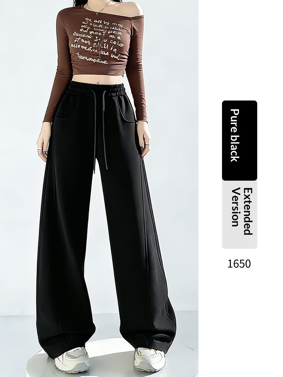 Womens High-waisted Draped Loose-fitting Wide-leg Pants