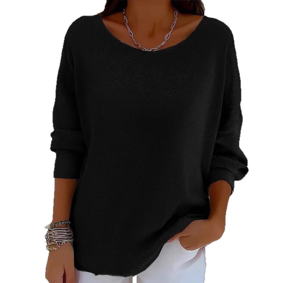 Crew-neck Long-sleeve Pullover Top