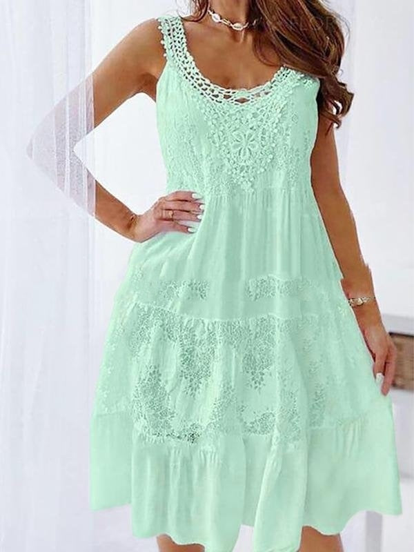 European And American Women's Clothing Lace Splicing Sling Dress
