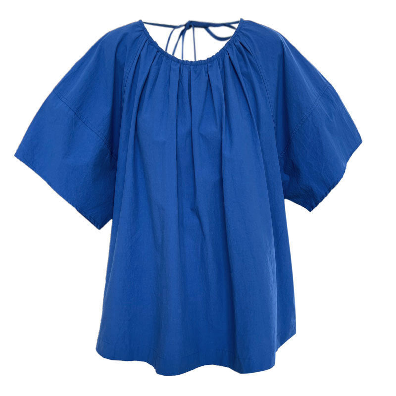 Korean Style Back Strap Backless Youthful Undershirt Pleated Round Neck