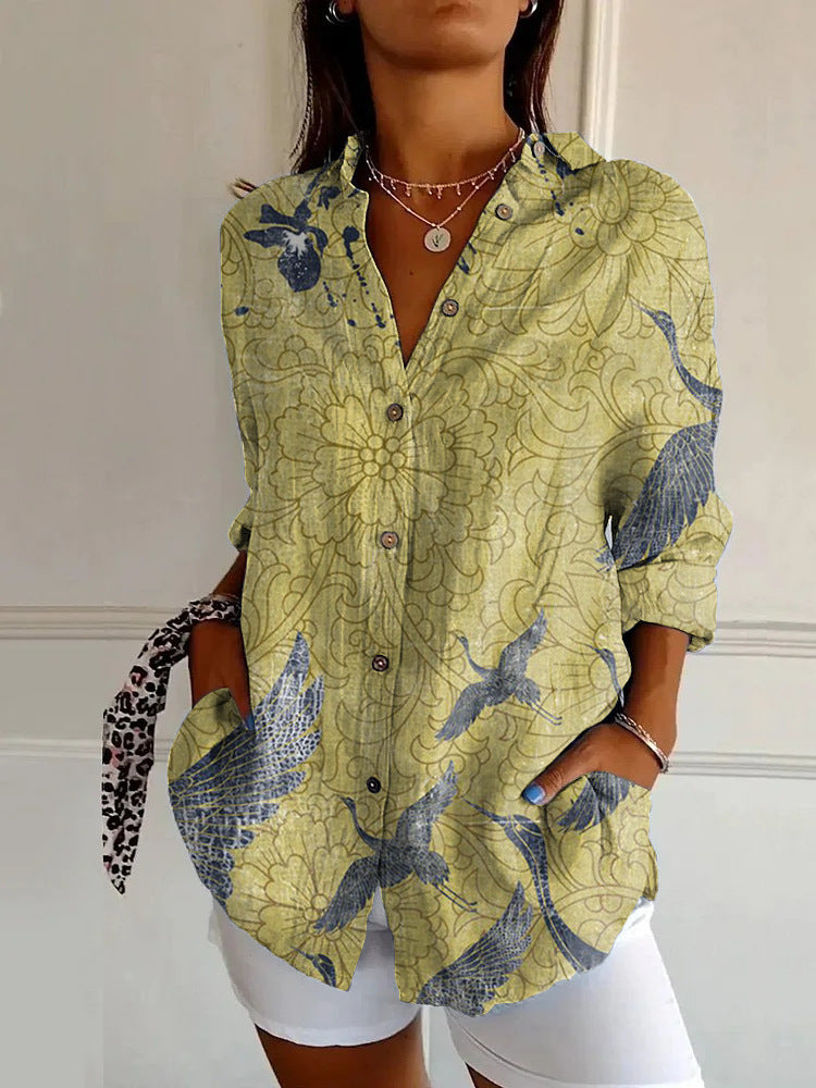 New Women's Long Sleeved Shirt For Summer Fashion, 3D Printed Shirt With Floral Pattern