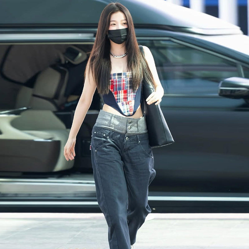 Camisole Contrast Color Sexy Slim Fit Midriff-baring Vest
