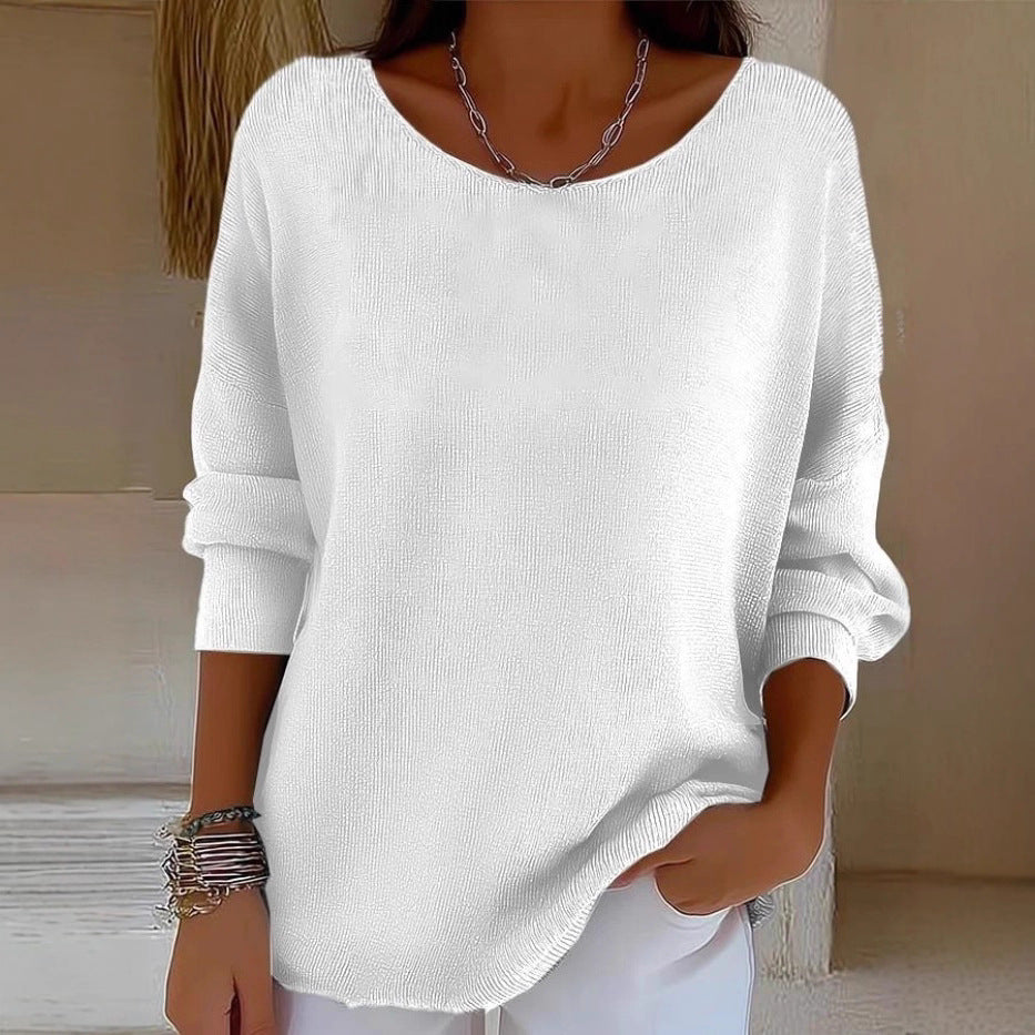 Crew-neck Long-sleeve Pullover Top