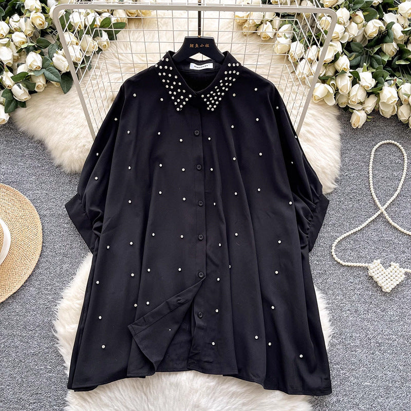 Fashionable Batwing Sleeve Loose Heavy Work Casual Shirt