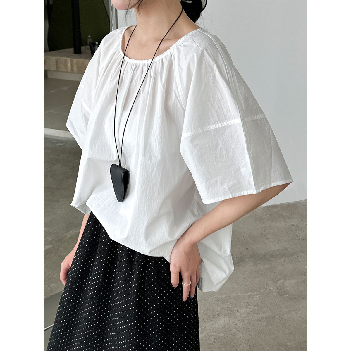 Korean Style Back Strap Backless Youthful Undershirt Pleated Round Neck