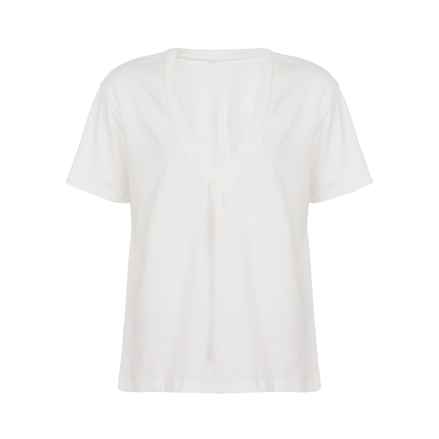 Women's Deep V-neck Short Sleeve Top Pullover Loose T-shirt