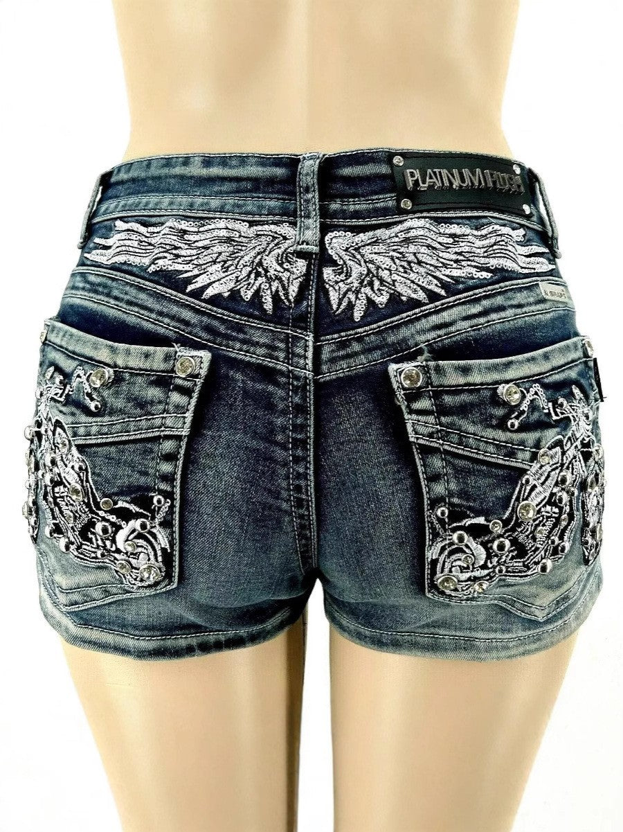 Fashion Hot Pants Embroidered Denim Shorts